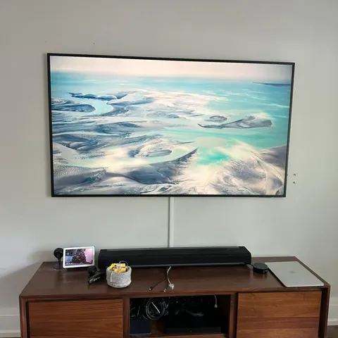 Samsung Frame TV wall mounted concrete wall